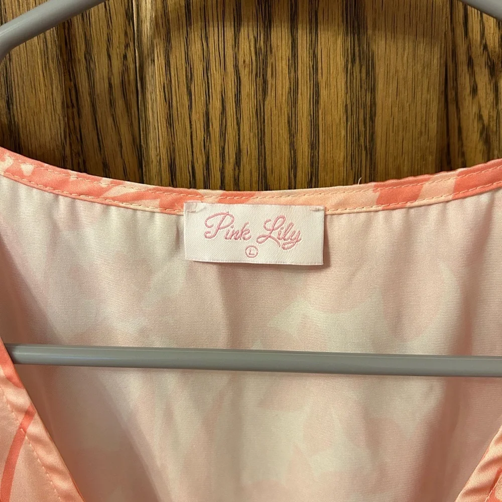 Pink Lily Coral Floral Tropical Romper Large - Picture 8 of 10
